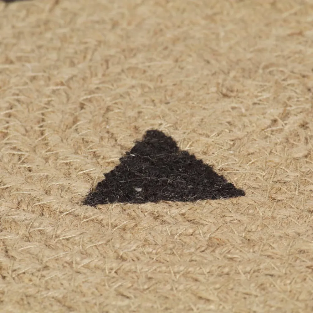 Tappeto Lavorato Mano Juta con Stampa Triangoli 90 cm