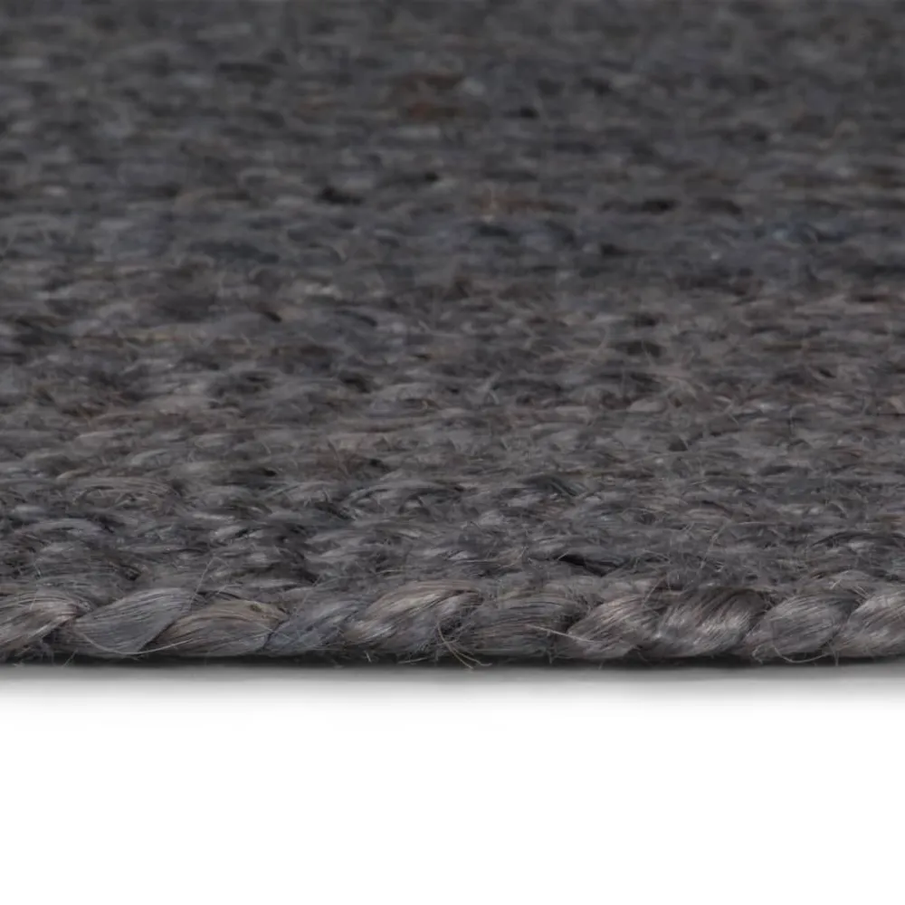 Tappeto Lavorato Mano Juta Rotondo 210 cm Grigio Cupo