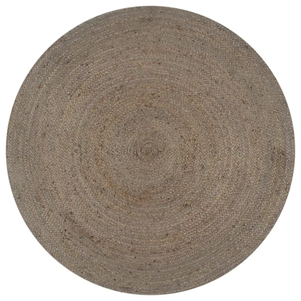 Tappeto Lavorato Mano Juta Rotondo 90 cm Grigio
