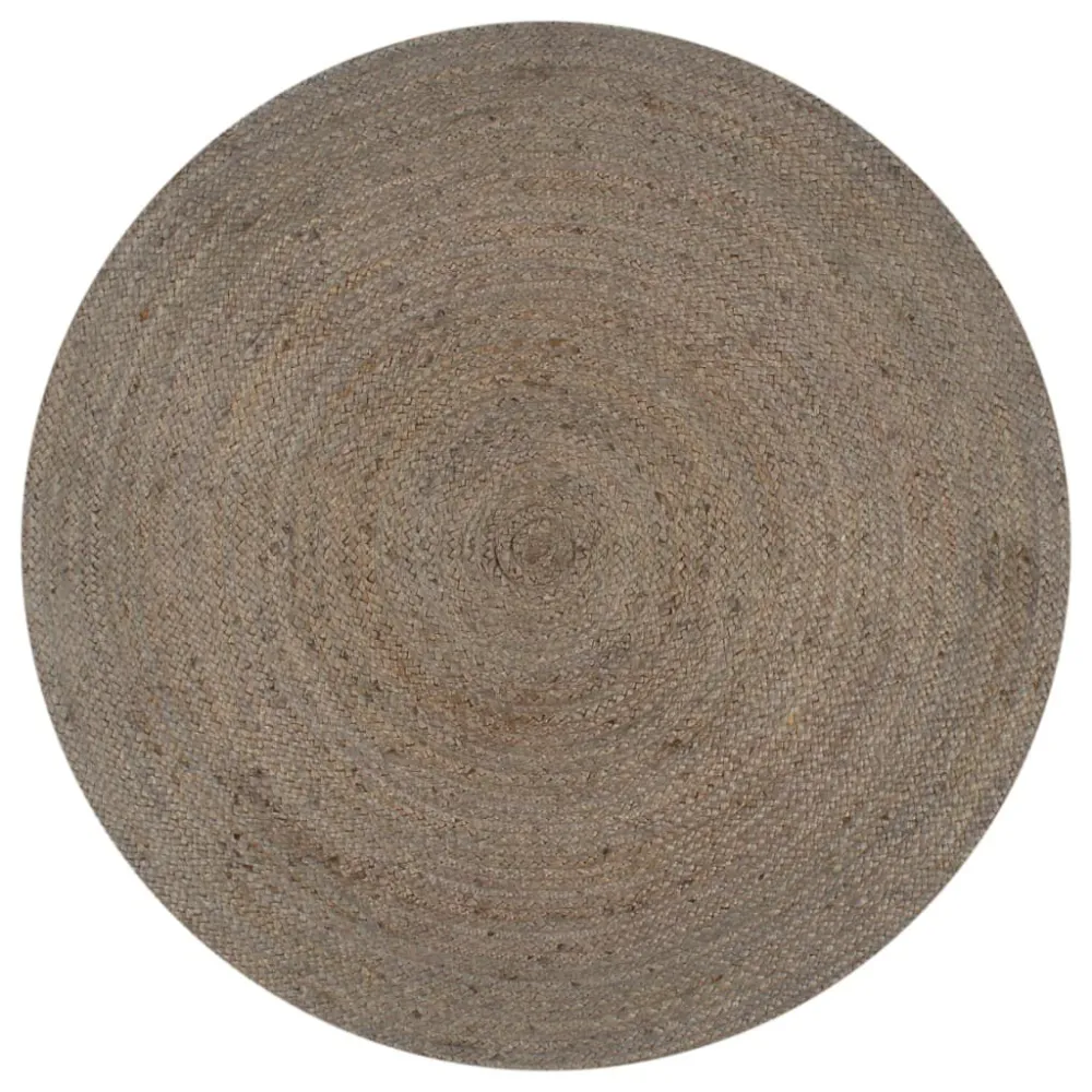 Tappeto Lavorato Mano Juta Rotondo 90 cm Grigio