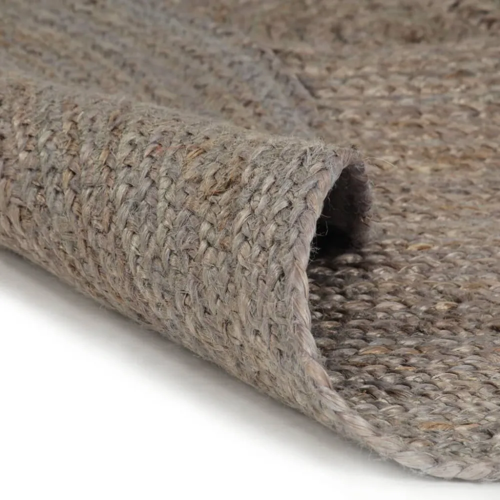 Tappeto Lavorato Mano Juta Rotondo 90 cm Grigio