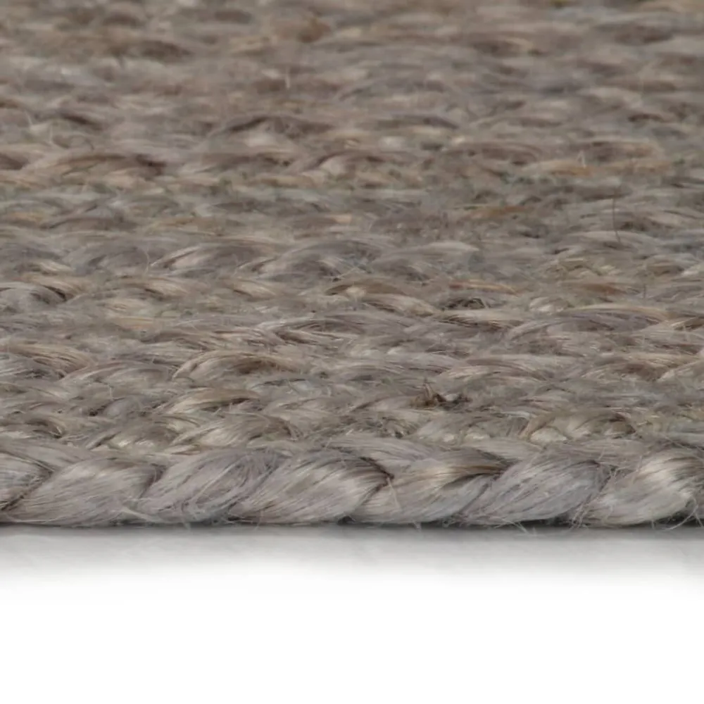 Tappeto Lavorato Mano Juta Rotondo 90 cm Grigio