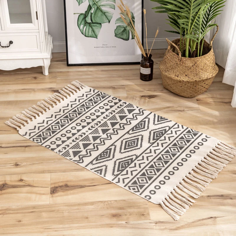 Tappeto multicolore con motivo triangolo Tappeto eclettico cotone per animali domestici per la casa
