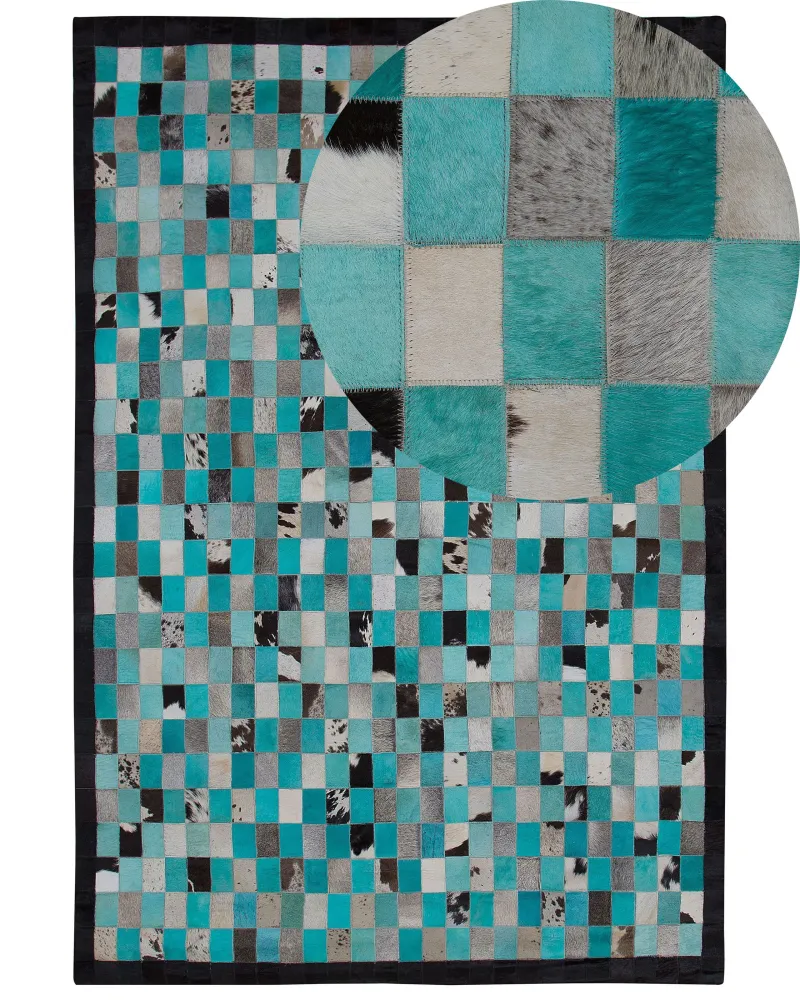 Tappeto pelle turchese/grigio 140 x 200 cm NIKFER