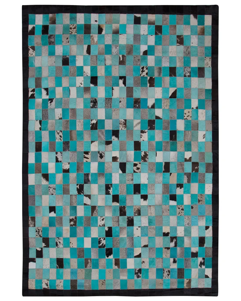 Tappeto pelle turchese/grigio 140 x 200 cm NIKFER