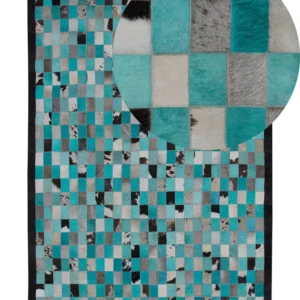 Tappeto pelle turchese/grigio 140 x 200 cm NIKFER
