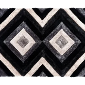 Tappeto shaggy SABLIER-Grigio nero e bianco-140 x 200 cm