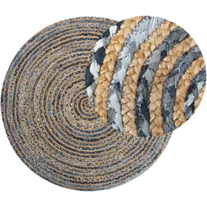 Tappeto tondo denim ⌀ 140 cm blu/beige LEVENTLER