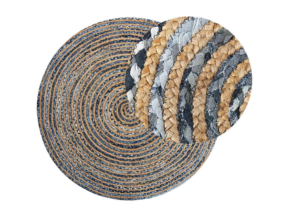 Tappeto tondo denim ⌀ 140 cm blu/beige LEVENTLER