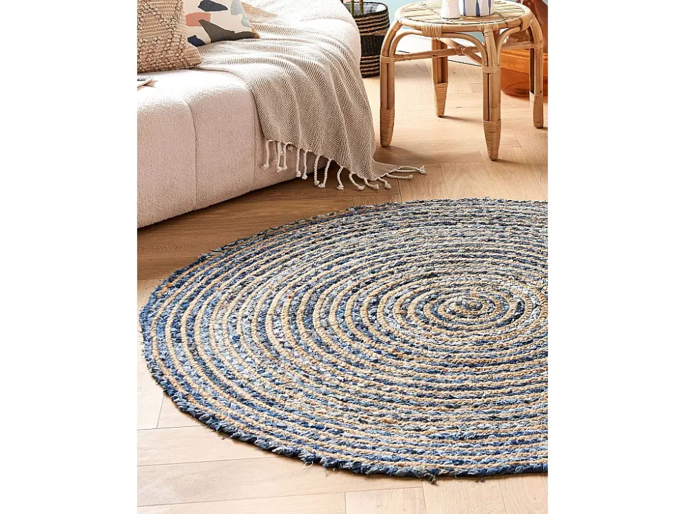 Tappeto tondo denim ⌀ 140 cm blu/beige LEVENTLER