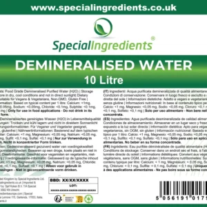 Acqua demineralizzata purificata per uso alimentare 10 Litri