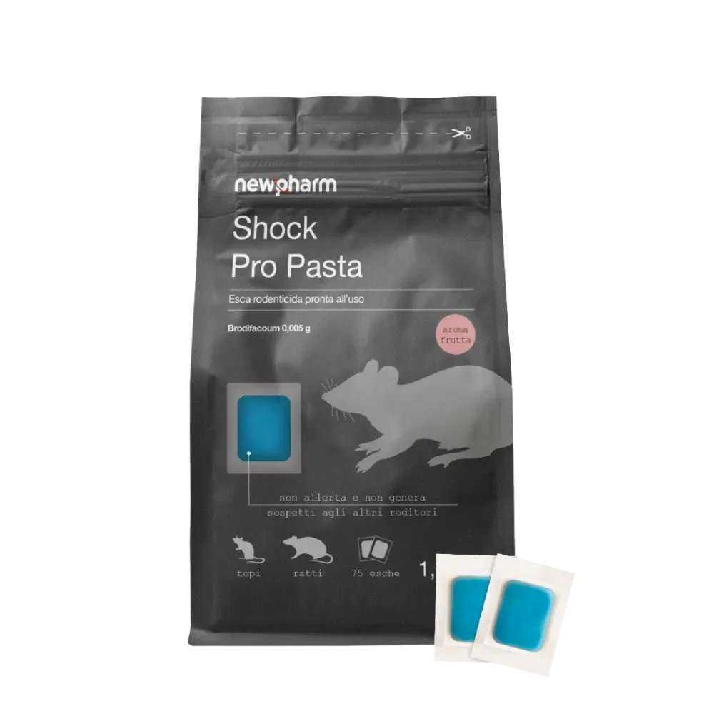 Esca rodenticida derattizzante per topi e ratti Shock Pro Pasta 1,5 kg