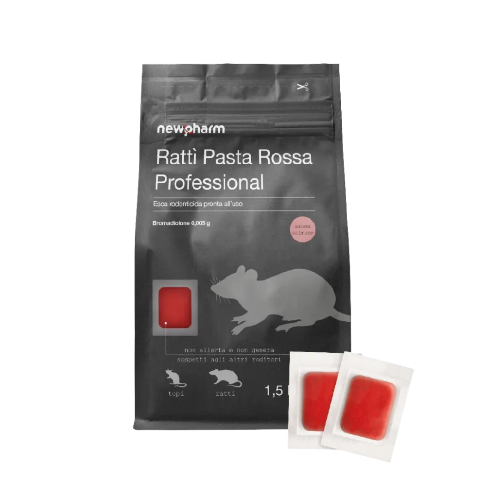 Esca rodenticida derattizzante per topi e ratti Rattì Pasta Rossa 1,5 kg