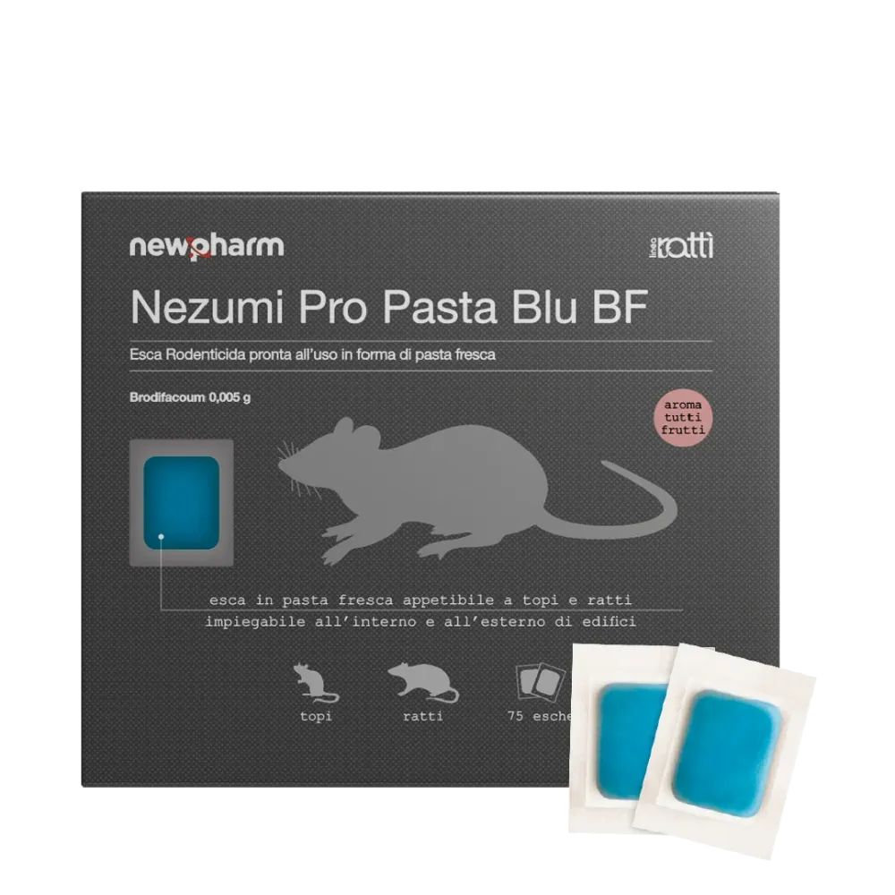 Esca rodenticida derattizzante per topi e ratti Nezumi Pro Pasta Blu 1,5 kg