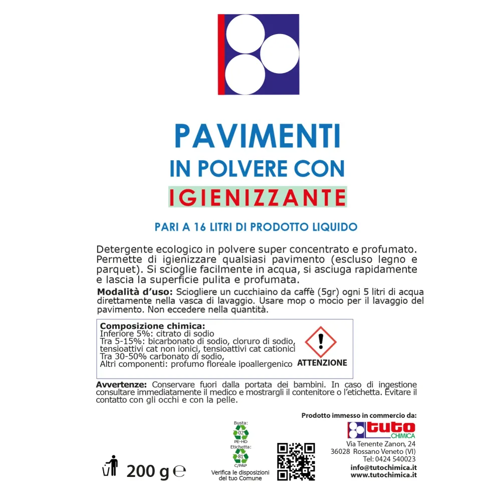 Pavimenti igienizzante polvere 200gr