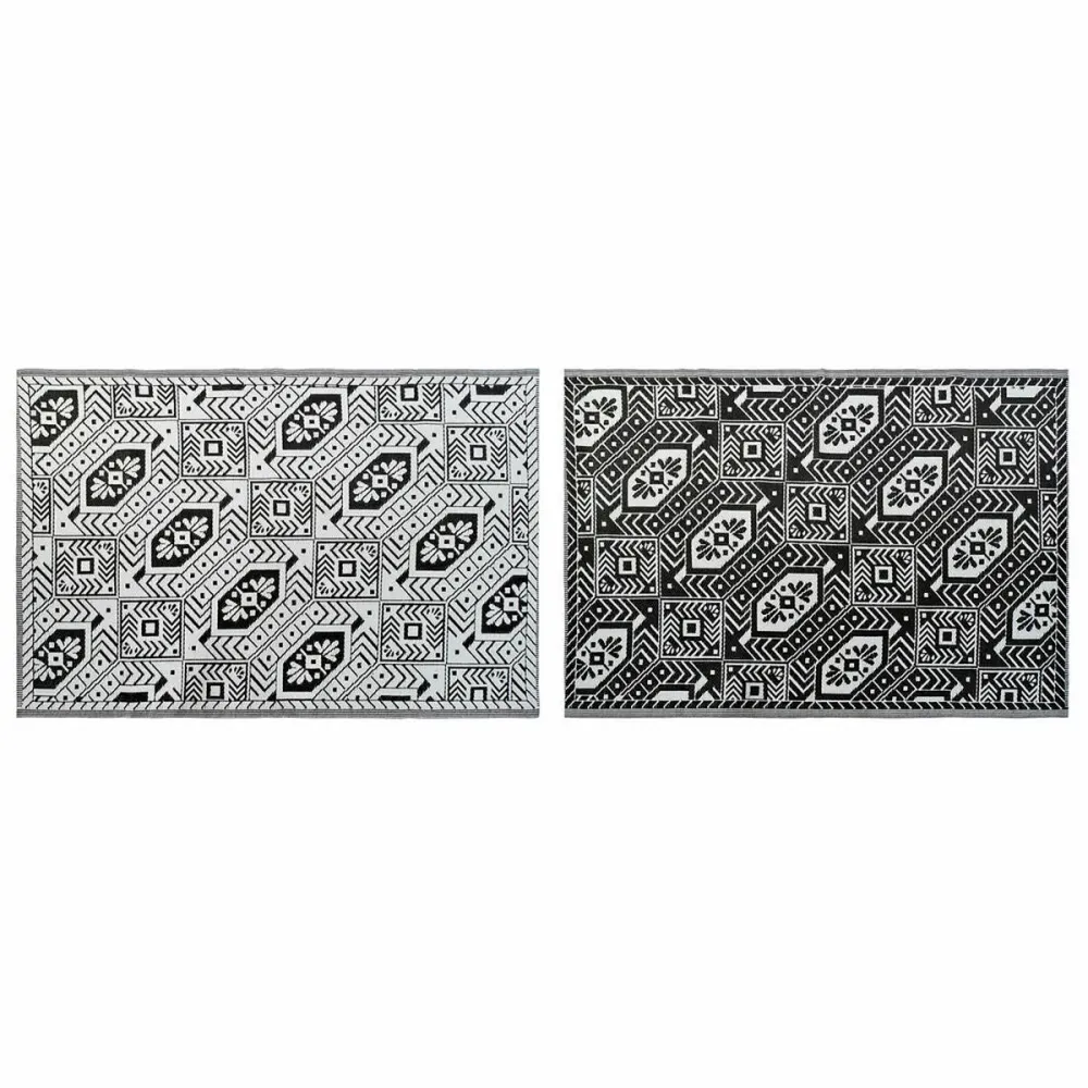 Ecologico e Ipoallergenico Tappeto DKD Home Decor Bianco Nero Etnico (2 Unità) (150 x 210 cm)