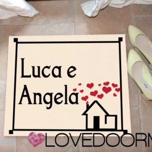 Zerbino Fatto su misura – Casa Gloria, Tuo Testo – LOVEDOORMAT Feltro, Fondo Gomma, Tappeto 100% Asciugapassi