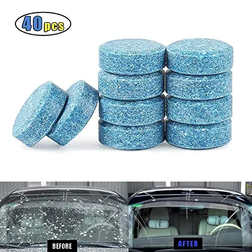 Kindax 40pcs Pastiglie Lavavetri Effervescenti, Detergente per Pulizia Vetri...