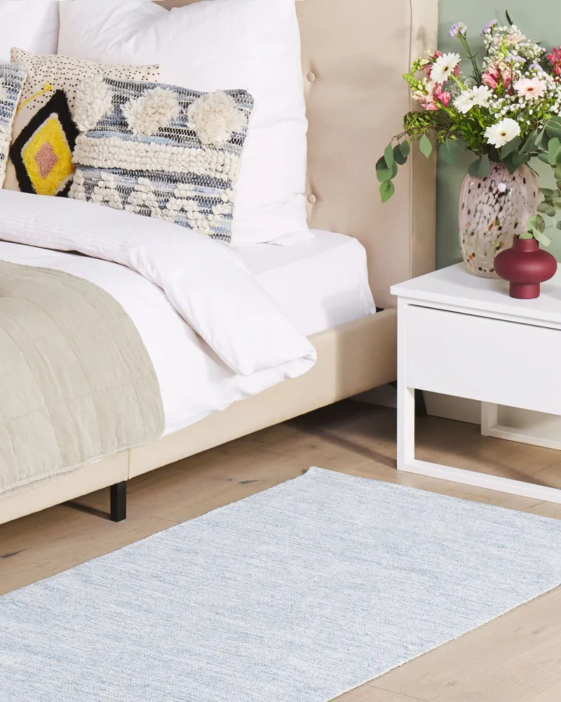 Tappeto cotone azzurro palese 80 x 150 cm DERINCE