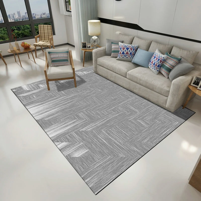 Tappeto da soggiorno recente grigio con motivo righe astratte Tappeto lavabile poliestere con Tecnologia Sgrassante