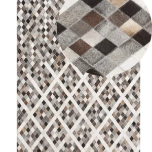 Tappeto pelle 140 x 200 cm grigio / marrone AKDERE