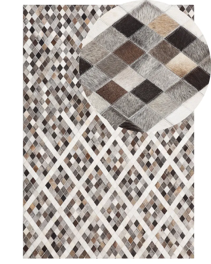 Tappeto pelle 160 x 230 cm grigio / marrone AKDERE