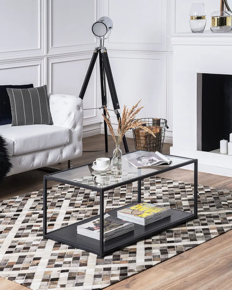 Tappeto pelle 160 x 230 cm grigio / marrone AKDERE