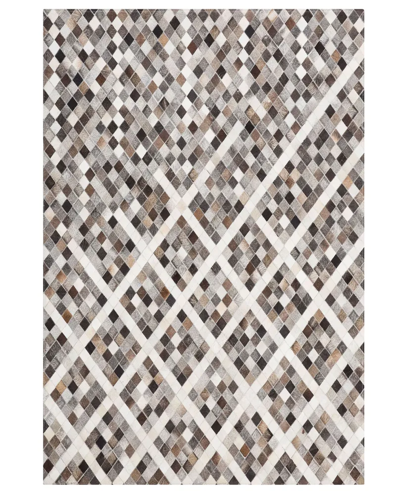 Tappeto pelle 160 x 230 cm grigio / marrone AKDERE