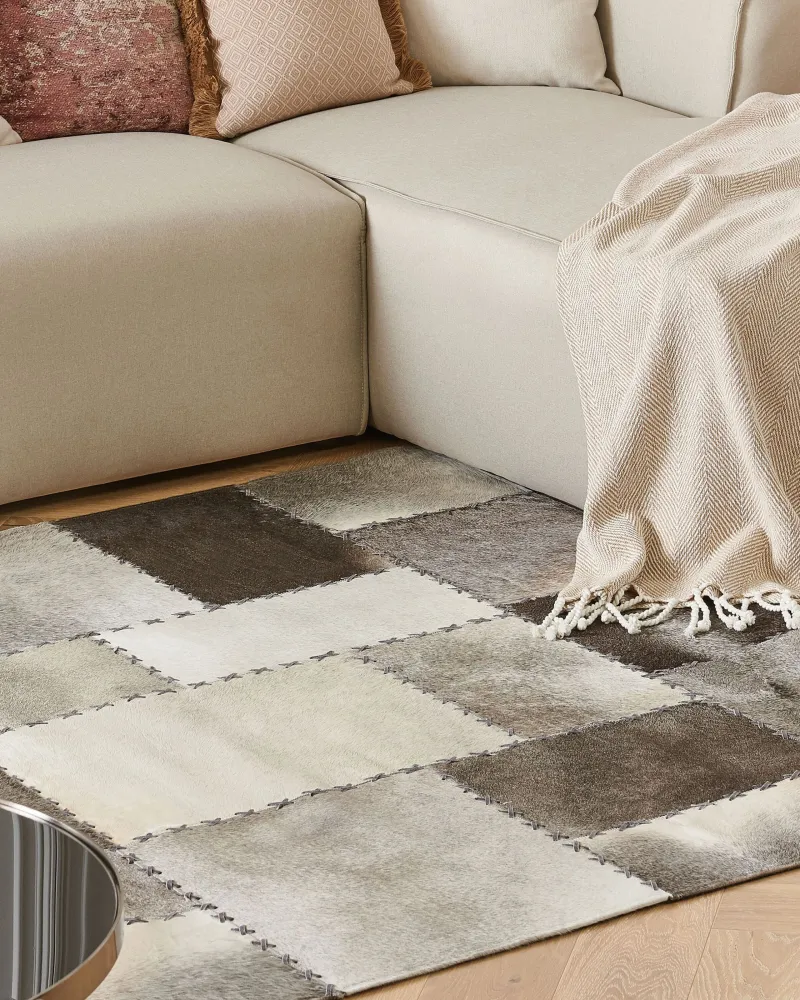 Tappeto pelle grigio/marrone 160 x 230 cm PERVARI