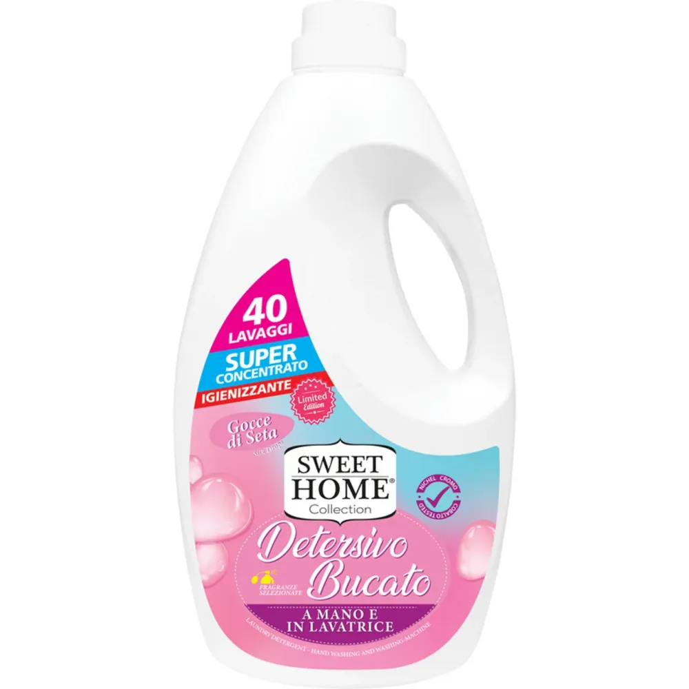 Sweet Home - Detersivo Bucato Liquido Mano E Lavatrice Gocce Di Seta - 2000 Ml