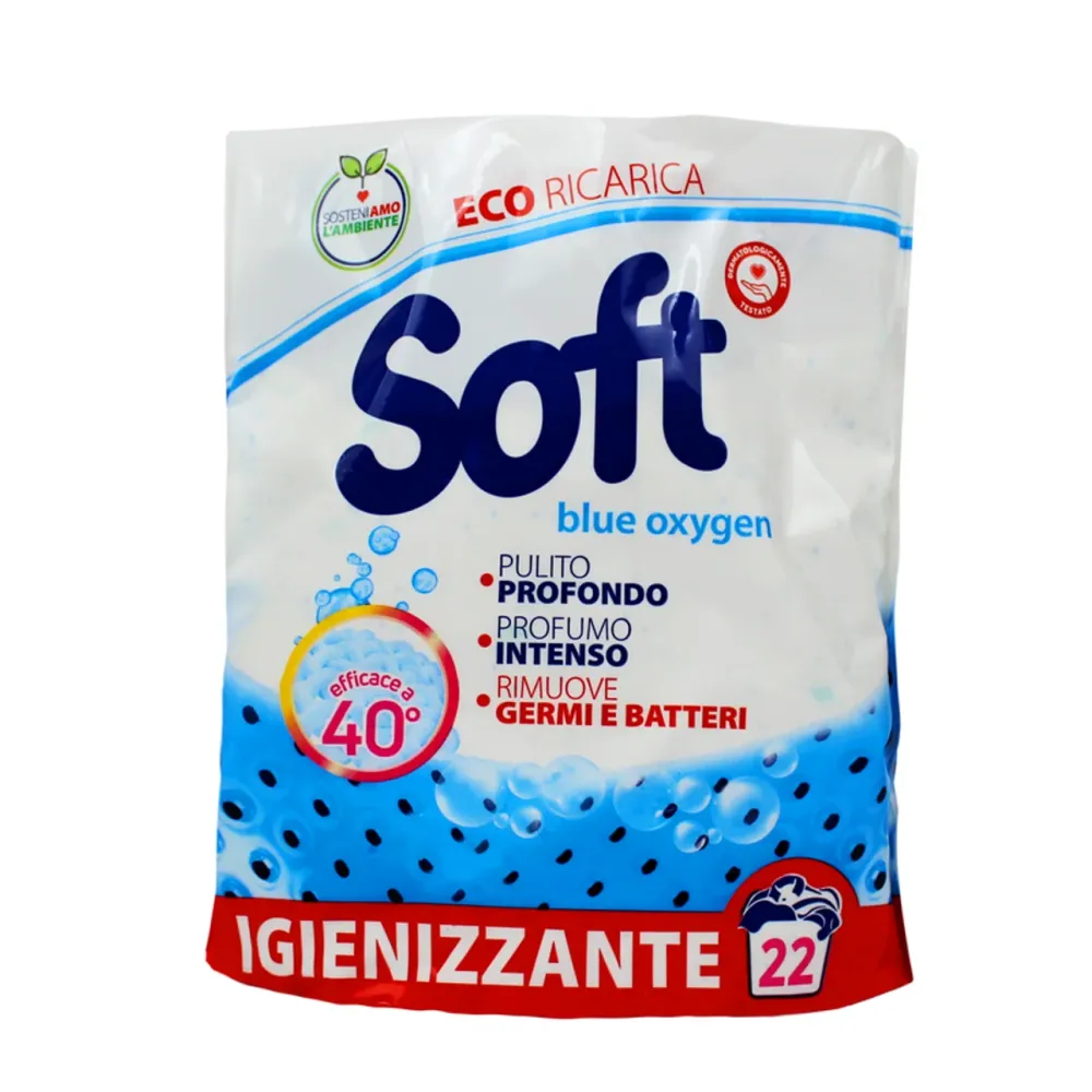 Soft - Piu Detersivo Bucato Lavatrice Polvere Blue Oxygen Igienizzante - 22 Lavaggi
