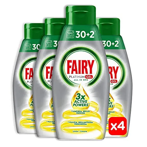 Fairy Platinum Gel Detersivo Lavastovigle All 1, Limone, 128 Lavaggi Maxi...