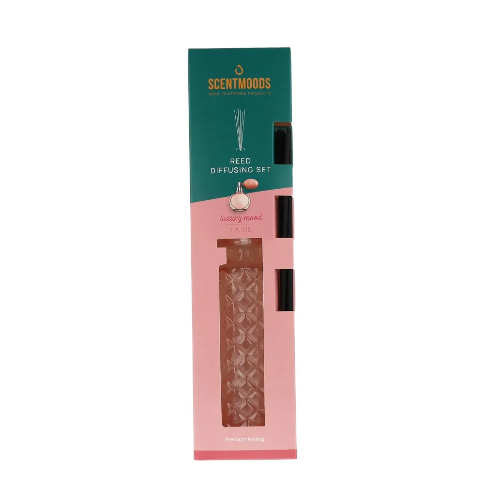 Diffusore ScentMood La vie & Glass Pink Reed incl. bicchiere e bastoncini 150 ml