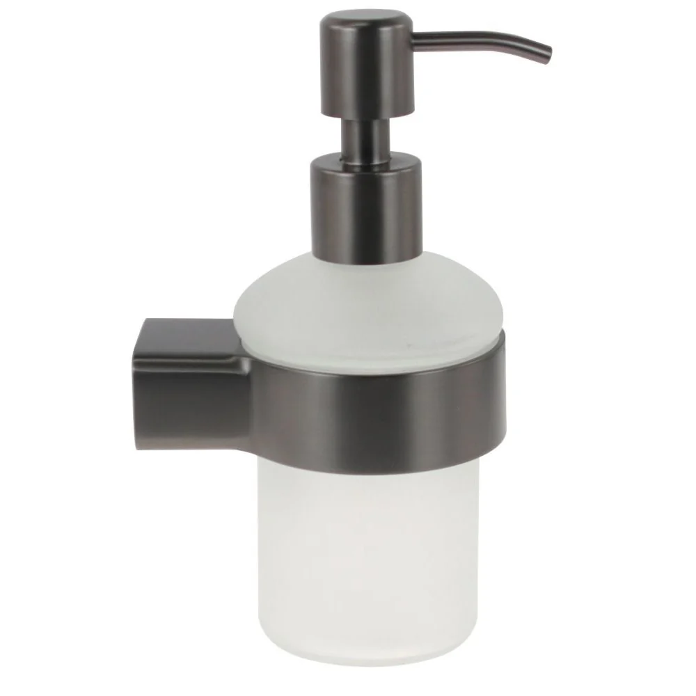 Dispenser sapone stilizzato acciaio e vetro satinato modello Cromia