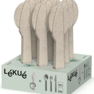 Lékué display posate set 3tlg con etui beige 9stk. Organico 0301000S02DP09
