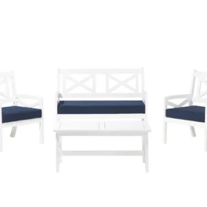 Confortevole Ergonomico Set di divani BALTIC Legno d'acacia Blu ombroso