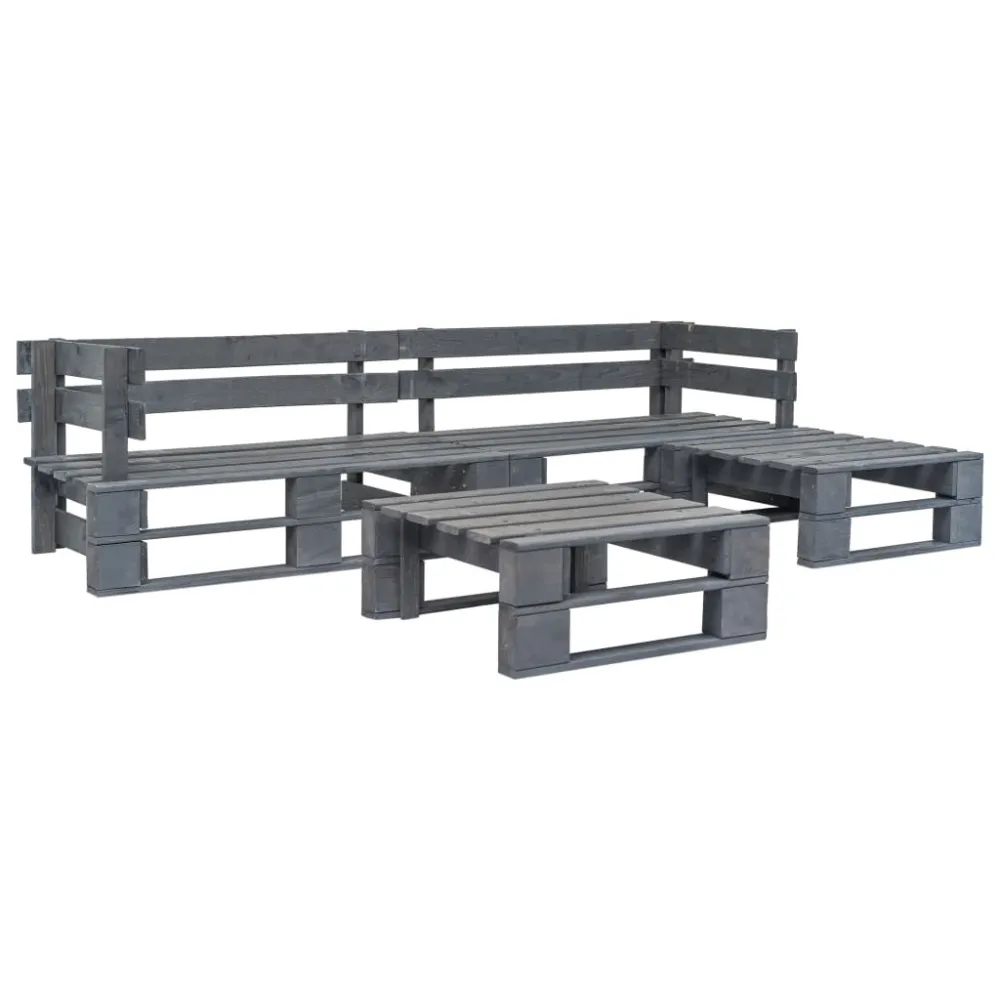 Confortevole Ergonomico Set Divani da Giardino con Pallet 4 pz Legno Grigio