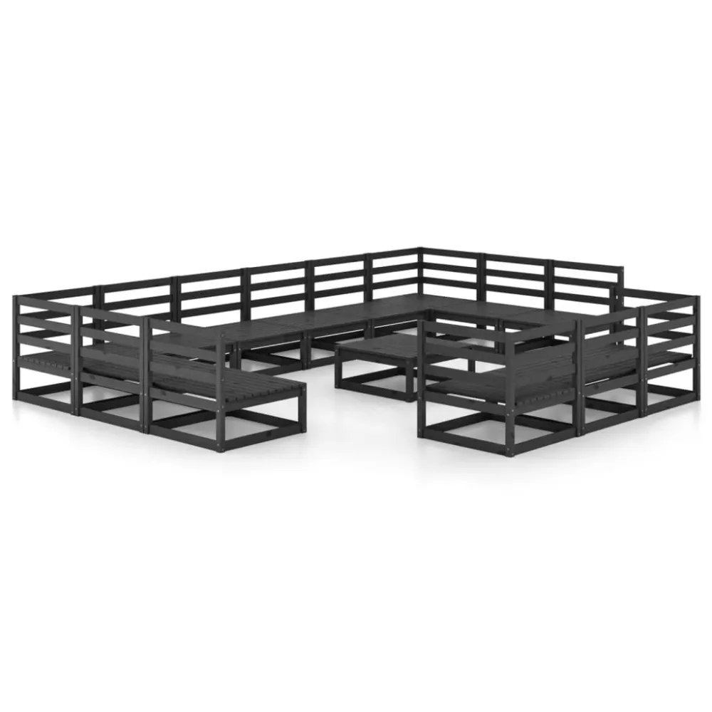 Confortevole Ergonomico Set Divani da Giardino 14 pz Legno Massello di Pino