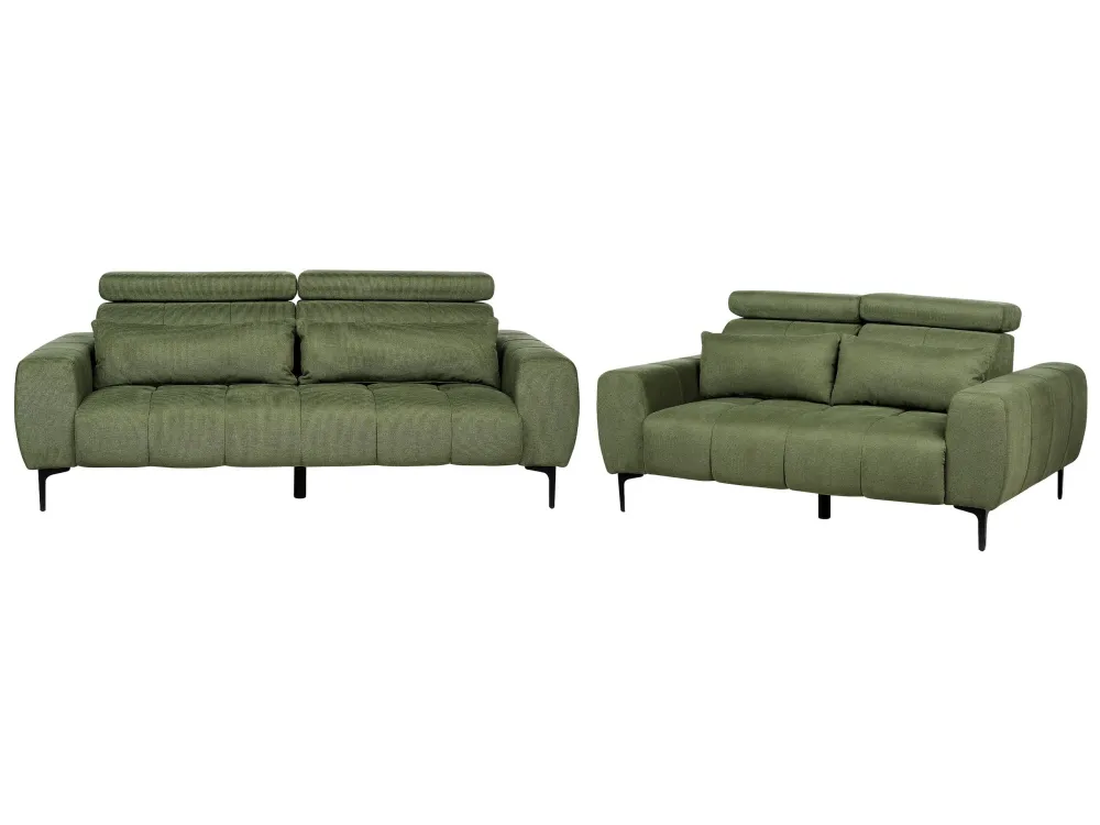 Confortevole Ergonomico Set di divani 5 posti tessuto verde VEGAMO