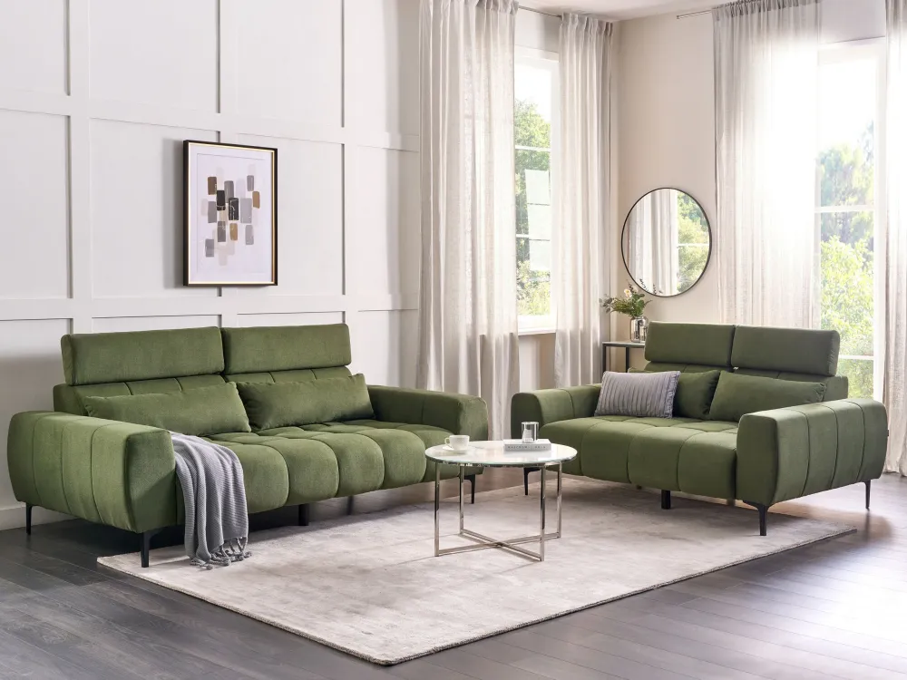 Confortevole Ergonomico Set di divani 5 posti tessuto verde VEGAMO