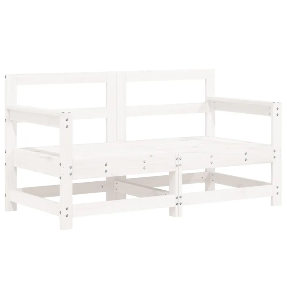 Design Esclusivo Divani Angolari da Giardino 2 pz Bianchi Legno Massello di Pino