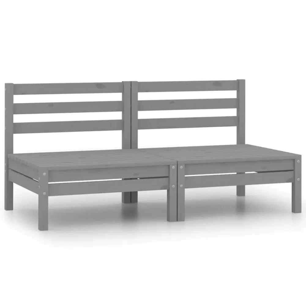 Design Esclusivo Divani Centrali da Giardino 2 pz Massello di Pino Grigio