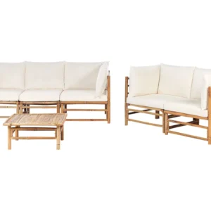 Design Esclusivo Set di divani CERRETO Legno di bambù Bianco unto
