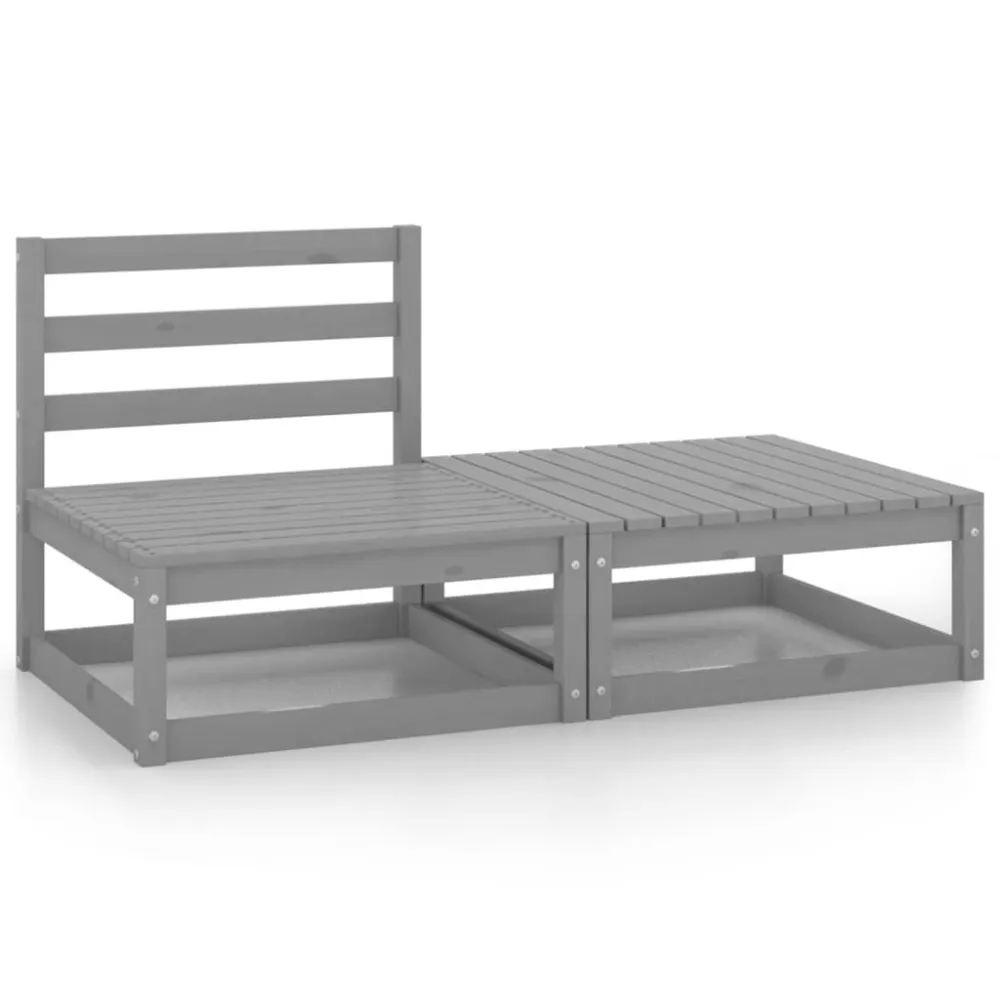 Design Esclusivo Set Divani da Giardino 2 pz Grigio Legno Massello di Pino