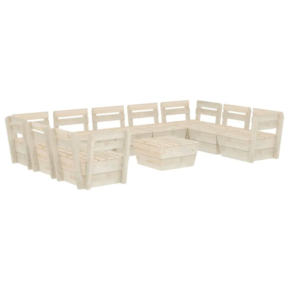 Design Esclusivo Set Divani da Giardino su Pallet 10 pz Legno Abete Impregnato