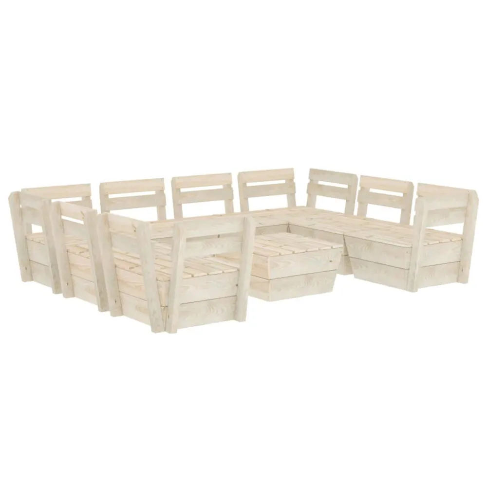 Design Esclusivo Set Divani da Giardino su Pallet 9 pz Legno Abete Impregnato