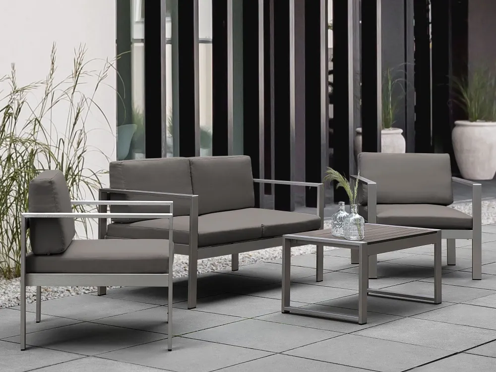 Design Esclusivo Set di divani SALERNO Alluminio Grigio ombroso