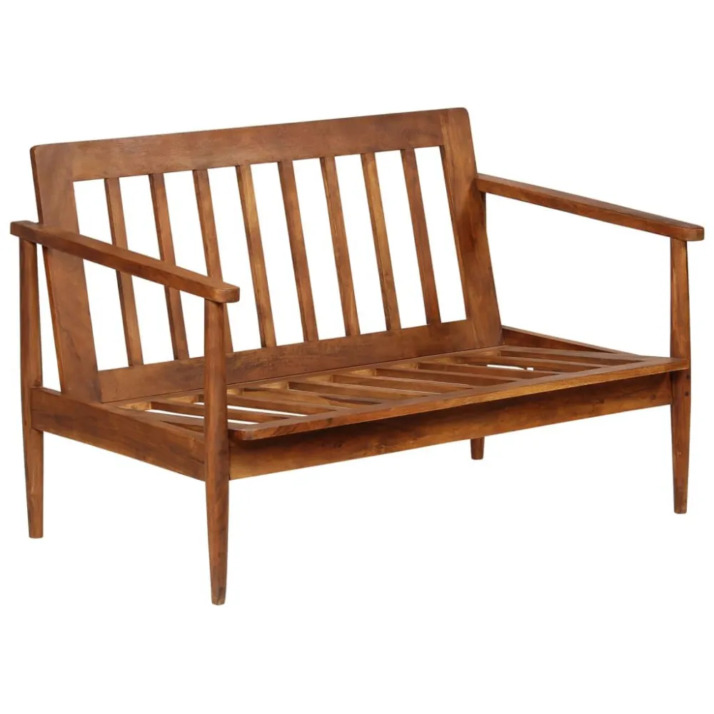 Design Esclusivo Set Divani 2 pz Vera Pelle e Legno Massello d'Acacia Marrone