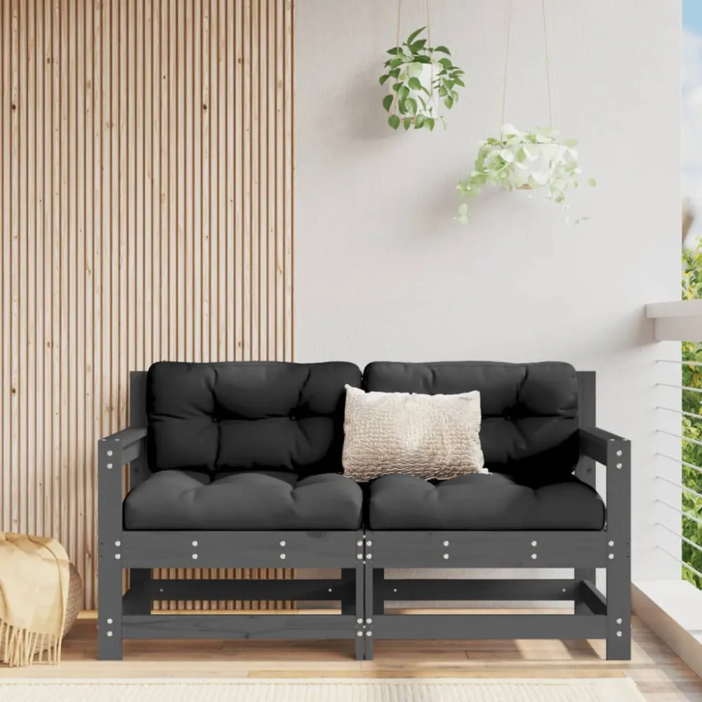 Divani Angolari da Giardino 2 pz Grigi Legno Massello di Pino per Relax all'Aperto