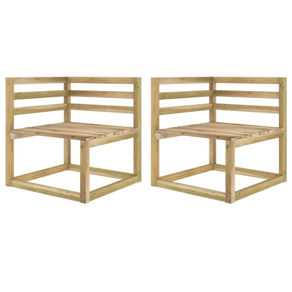 Divani Angolari da Giardino Pallet Legno Pino Impregnato Verde con Rivestimento Tessuto